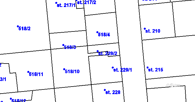 Parcela st. 229/2 v KÚ Líšťany u Cítolib, Katastrální mapa