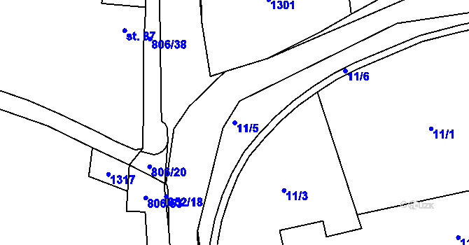 Parcela st. 11/5 v KÚ Líšťany u Cítolib, Katastrální mapa