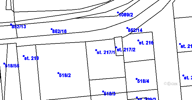 Parcela st. 217/1 v KÚ Líšťany u Cítolib, Katastrální mapa