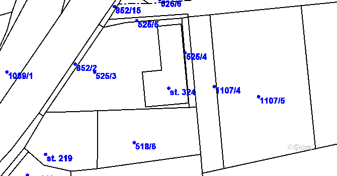 Parcela st. 324 v KÚ Líšťany u Cítolib, Katastrální mapa