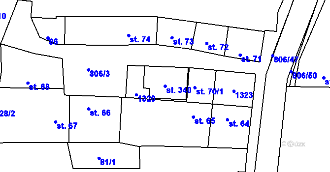 Parcela st. 340 v KÚ Líšťany u Cítolib, Katastrální mapa