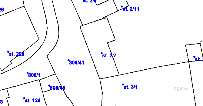 Parcela st. 2/7 v KÚ Líšťany u Cítolib, Katastrální mapa