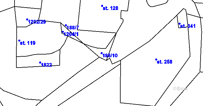 Parcela st. 188/10 v KÚ Líšťany u Cítolib, Katastrální mapa