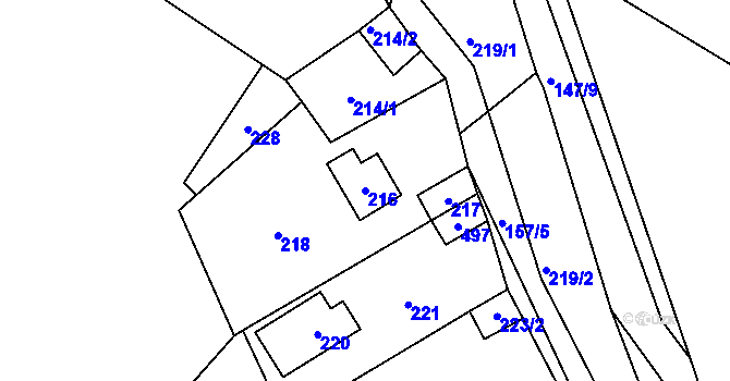 Parcela st. 216 v KÚ Běleč u Litně, Katastrální mapa