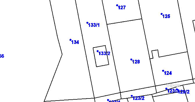 Parcela st. 133/2 v KÚ Běleč u Litně, Katastrální mapa