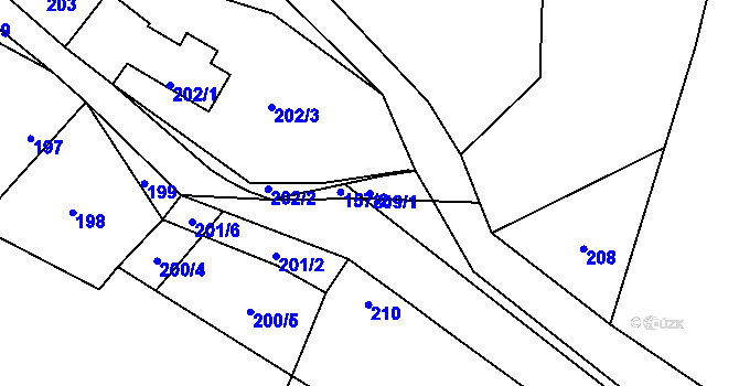 Parcela st. 209/1 v KÚ Běleč u Litně, Katastrální mapa