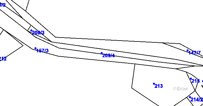 Parcela st. 209/4 v KÚ Běleč u Litně, Katastrální mapa