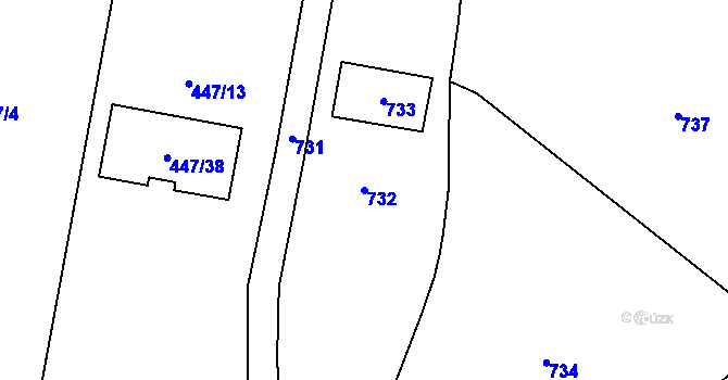 Parcela st. 732 v KÚ Běleč u Litně, Katastrální mapa