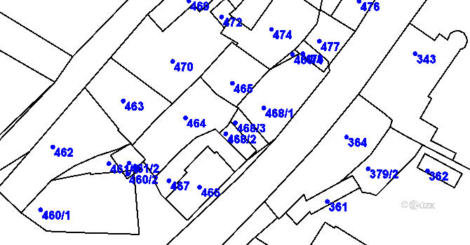 Parcela st. 468/3 v KÚ Liteň, Katastrální mapa