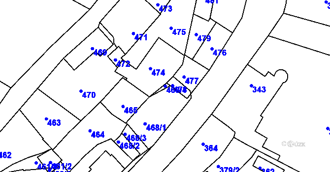 Parcela st. 468/4 v KÚ Liteň, Katastrální mapa