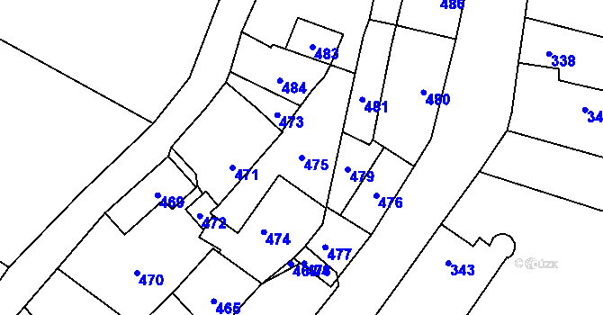 Parcela st. 475 v KÚ Liteň, Katastrální mapa