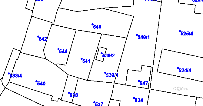 Parcela st. 539/2 v KÚ Liteň, Katastrální mapa