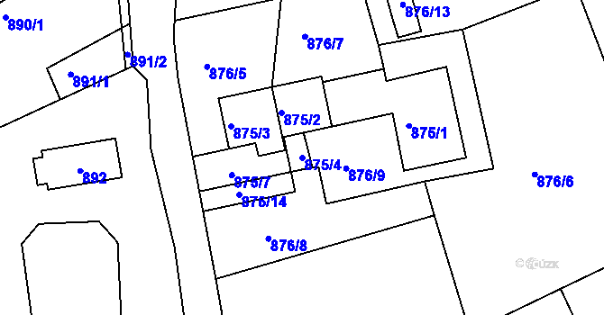 Parcela st. 875/4 v KÚ Liteň, Katastrální mapa