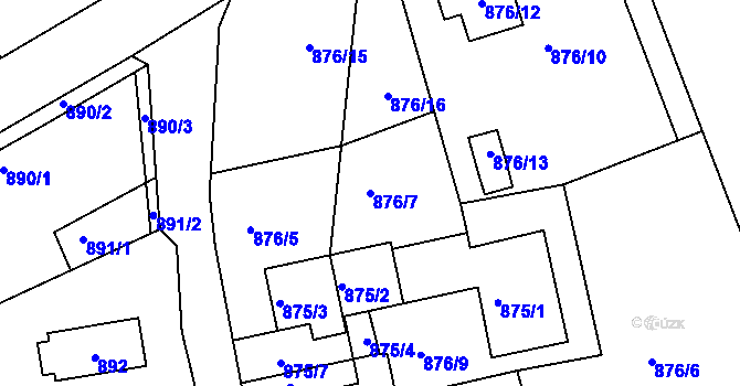 Parcela st. 876/7 v KÚ Liteň, Katastrální mapa