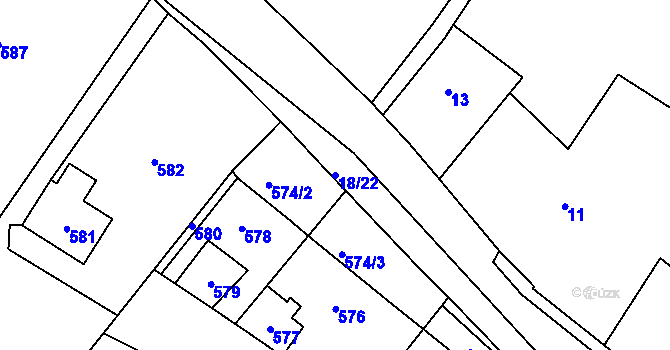 Parcela st. 18/22 v KÚ Liteň, Katastrální mapa