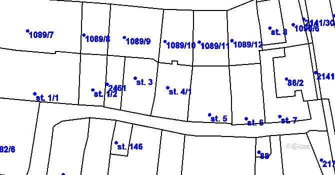 Parcela st. 4/1 v KÚ Litenčice, Katastrální mapa