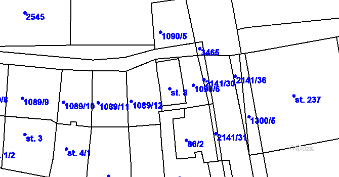 Parcela st. 8 v KÚ Litenčice, Katastrální mapa