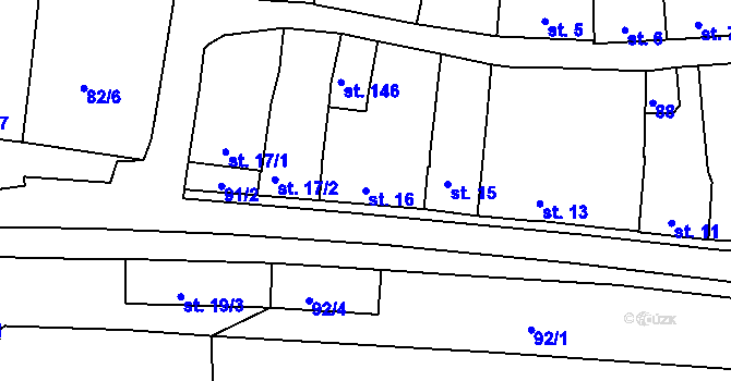 Parcela st. 16 v KÚ Litenčice, Katastrální mapa