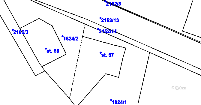 Parcela st. 57 v KÚ Litenčice, Katastrální mapa