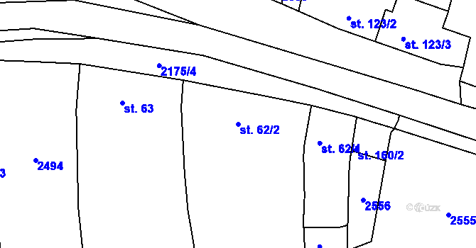 Parcela st. 62/2 v KÚ Litenčice, Katastrální mapa