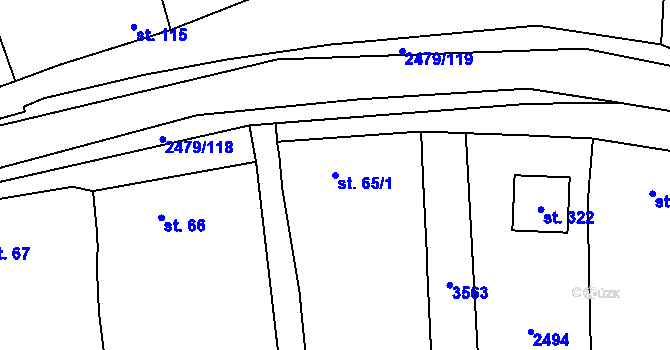 Parcela st. 65/1 v KÚ Litenčice, Katastrální mapa