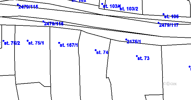 Parcela st. 74 v KÚ Litenčice, Katastrální mapa
