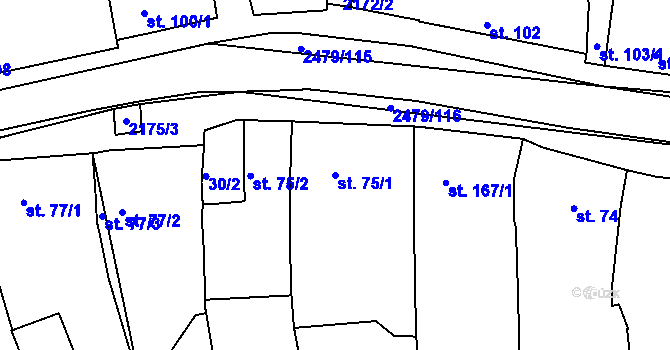 Parcela st. 75/1 v KÚ Litenčice, Katastrální mapa