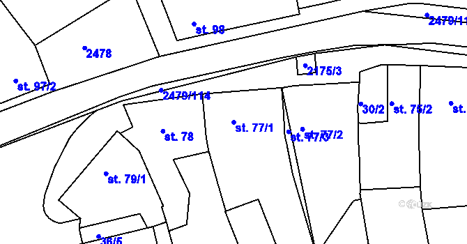 Parcela st. 77/1 v KÚ Litenčice, Katastrální mapa