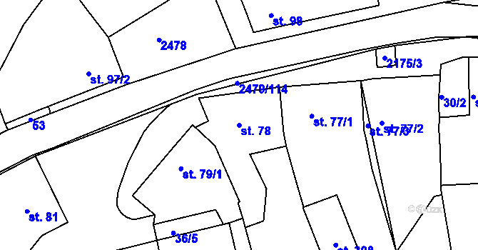 Parcela st. 78 v KÚ Litenčice, Katastrální mapa