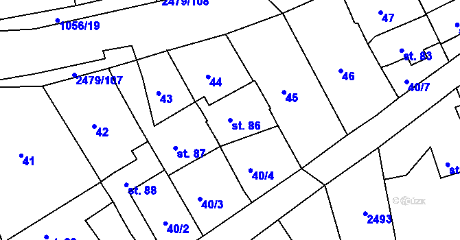 Parcela st. 86 v KÚ Litenčice, Katastrální mapa