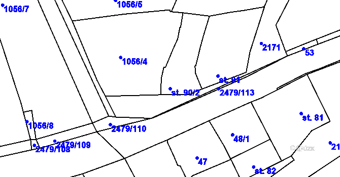 Parcela st. 90/2 v KÚ Litenčice, Katastrální mapa