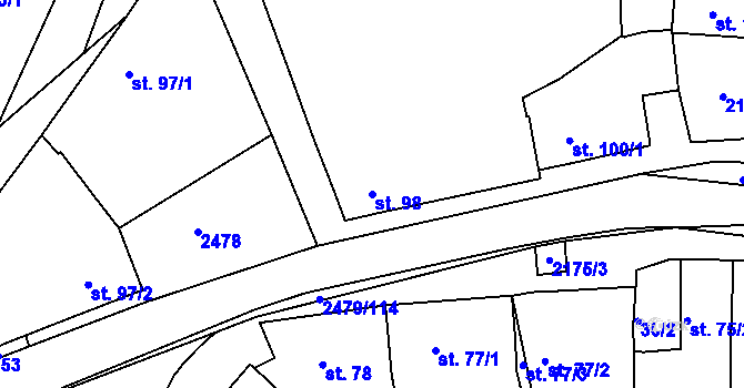 Parcela st. 98 v KÚ Litenčice, Katastrální mapa