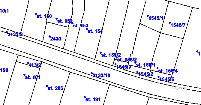 Parcela st. 155/2 v KÚ Litenčice, Katastrální mapa