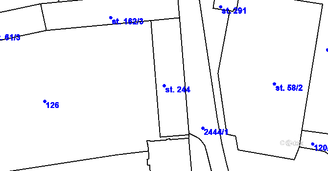 Parcela st. 244 v KÚ Litenčice, Katastrální mapa