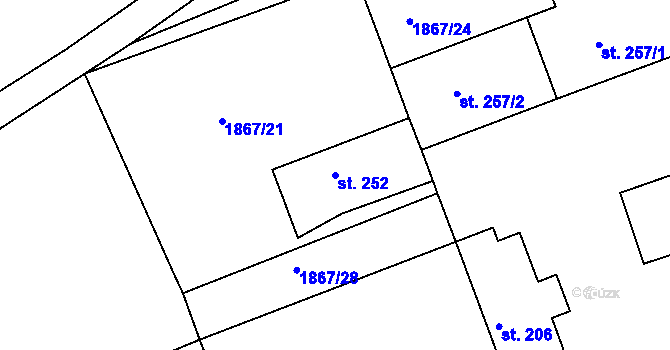 Parcela st. 252 v KÚ Litenčice, Katastrální mapa