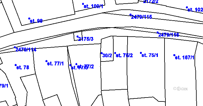 Parcela st. 30/2 v KÚ Litenčice, Katastrální mapa