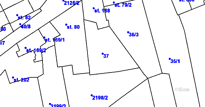 Parcela st. 37 v KÚ Litenčice, Katastrální mapa