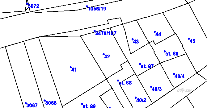 Parcela st. 42 v KÚ Litenčice, Katastrální mapa