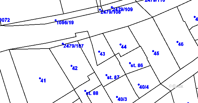 Parcela st. 43 v KÚ Litenčice, Katastrální mapa