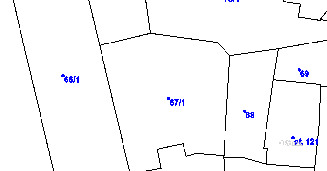 Parcela st. 67 v KÚ Litenčice, Katastrální mapa