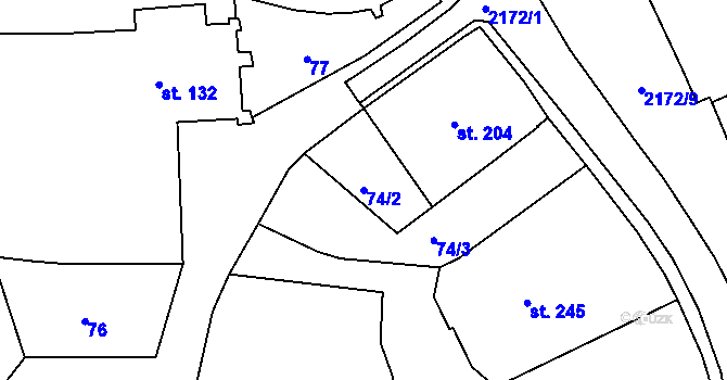 Parcela st. 74/2 v KÚ Litenčice, Katastrální mapa