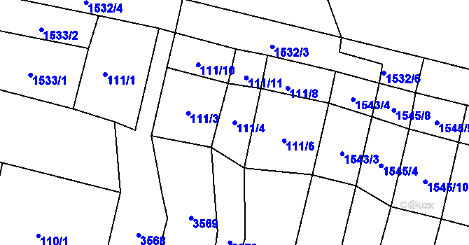 Parcela st. 111/4 v KÚ Litenčice, Katastrální mapa
