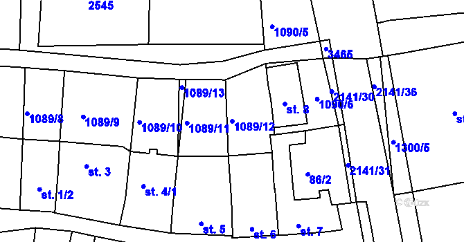 Parcela st. 1089/12 v KÚ Litenčice, Katastrální mapa