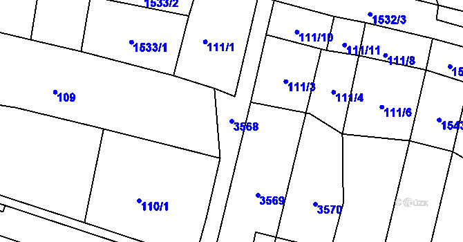 Parcela st. 3568 v KÚ Litenčice, Katastrální mapa