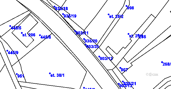 Parcela st. 903/35 v KÚ Litětiny, Katastrální mapa