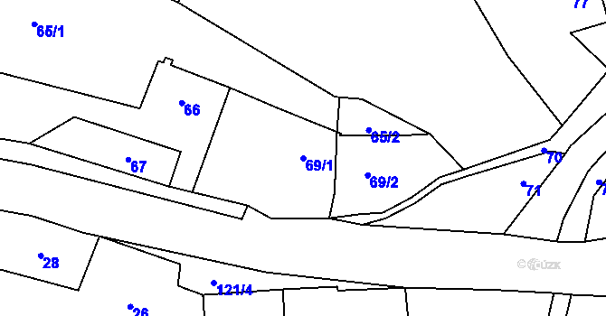Parcela st. 69/1 v KÚ Litice, Katastrální mapa