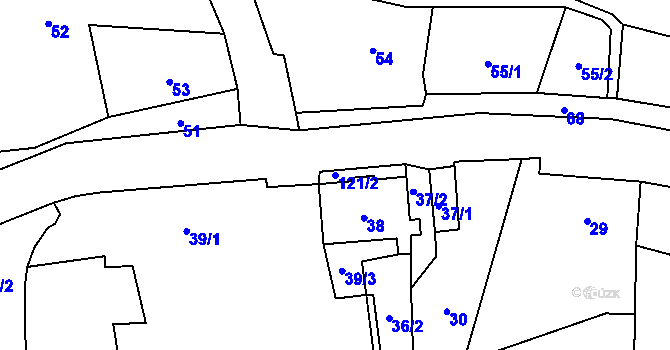 Parcela st. 121/2 v KÚ Litice, Katastrální mapa