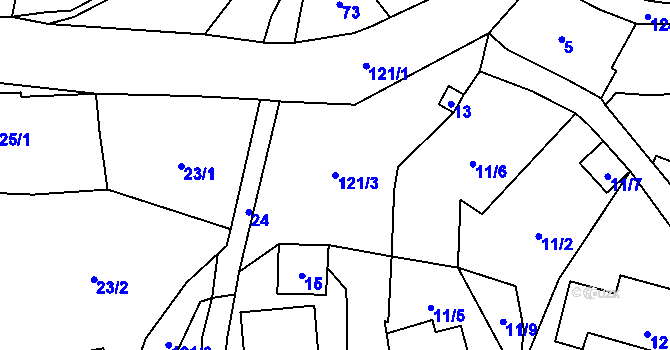Parcela st. 121/3 v KÚ Litice, Katastrální mapa