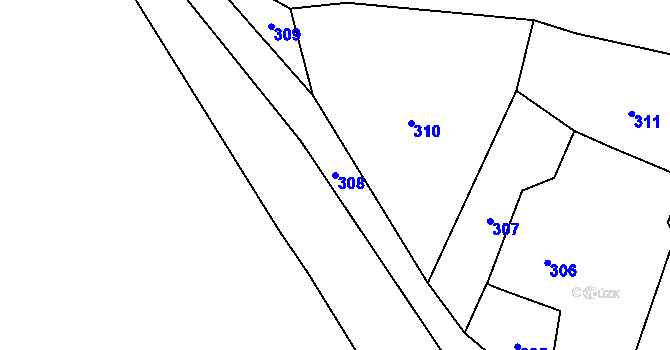 Parcela st. 308 v KÚ Litice, Katastrální mapa