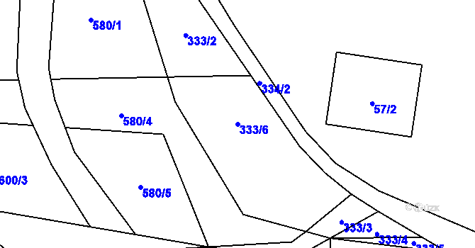 Parcela st. 333/6 v KÚ Litice, Katastrální mapa